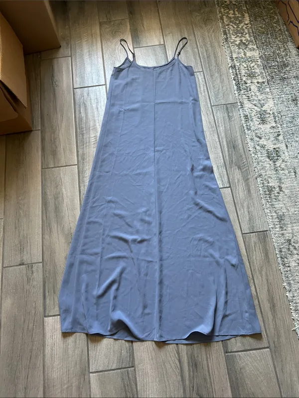 Leith Dusty gray Maxi Slip Dress with Center Front Slit - Image 3