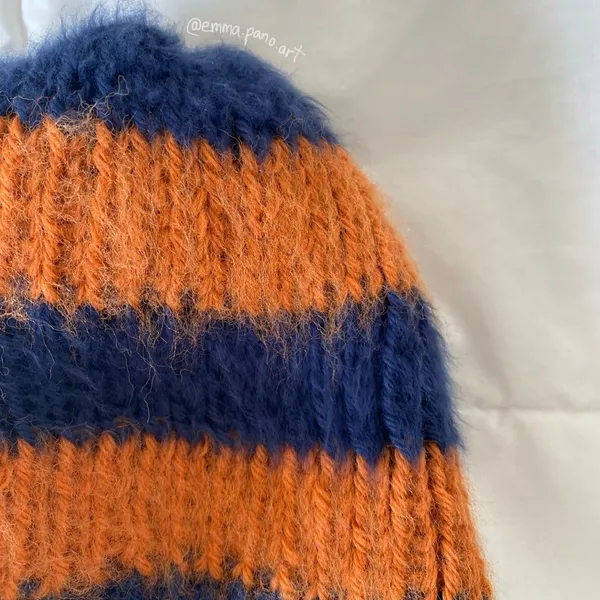 striped orange and blue Chicago Bears NFL fuzzy women’s beanie - Image 8