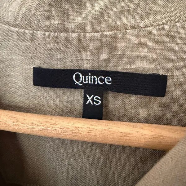 Quince Linen Short Sleeve Shirt Womens XS Olive Excellent European Flax Top - Image 2