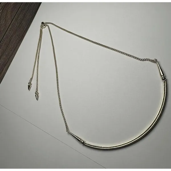 Kendra Scott Scottie CZ Cubic Zirconia Curved Choker Necklace Gold Tone - Image 9