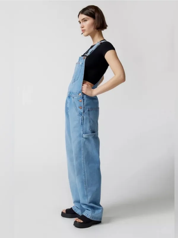Wrangler Casey Jones Denim Western In Control Wide Leg Denim Overalls Size small - Image 2