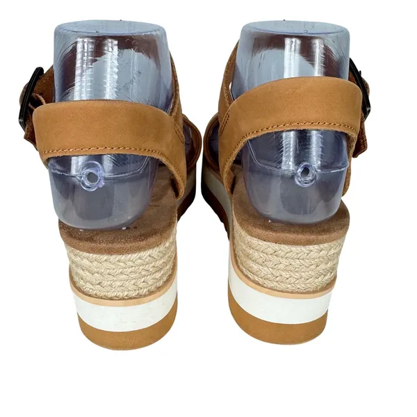 TOMS NWOT Diana Tan Leather Platform Espadrille Wedge Sandals Women 6.5 10019757 - Image 5