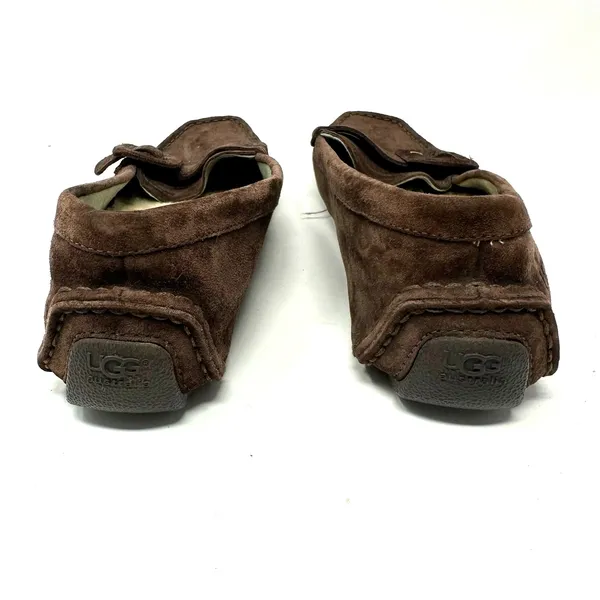 UGG Size 8 Slip On Brown Leather Sherpa‎ Lined Buckle Flats Tread Moccasins - Image 4