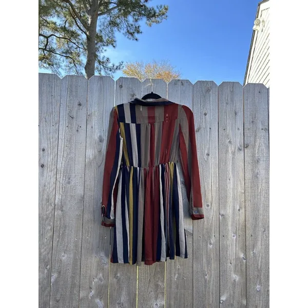 XTAREN Dress Size Small Stripe‎ Long Sleeve Fall Botton Cottage Cute - Image 6