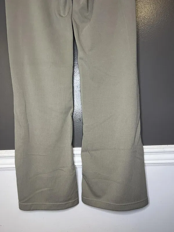 Lululemon Pants Womens 10 Gray Ribbed Knit Zip Hem Lounge Sweatpants LW5EUBS - Image 9