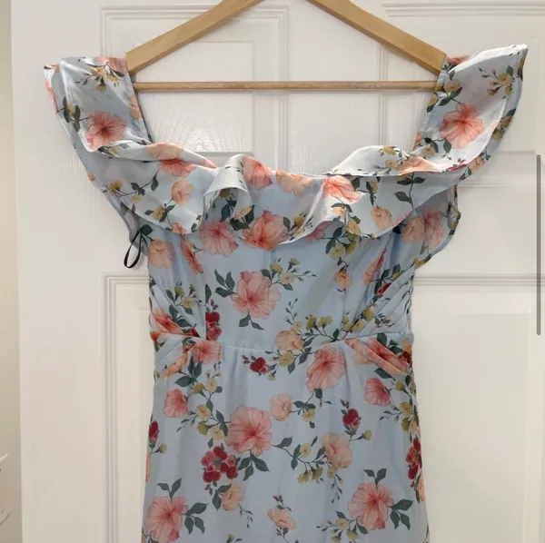 Majorelle Godfrey Gown Blue Floral Off The Shoulder Dress Size XS - Image 6