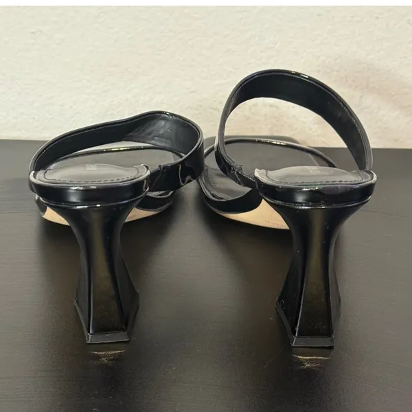 Marc Fisher Black Patent Square Toe Heeled‎ Slide Sandals Womens 8 M Zasha - Image 8