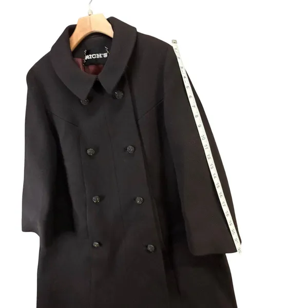 Vintage 60s Rich's Coat M-L Chocolate Brown Double Breasted Mod Peter Pan Collar - Image 13