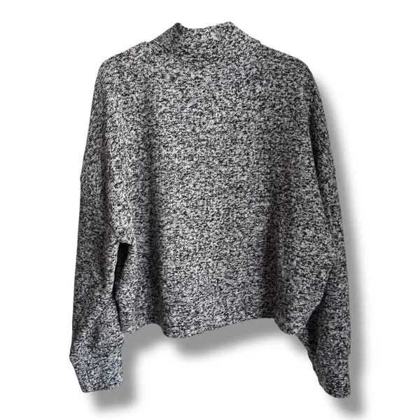 OFFLINE By Aerie Snowday Mock Neck Sweater Pullover Gray‎ Black Speckled XL - Image 5