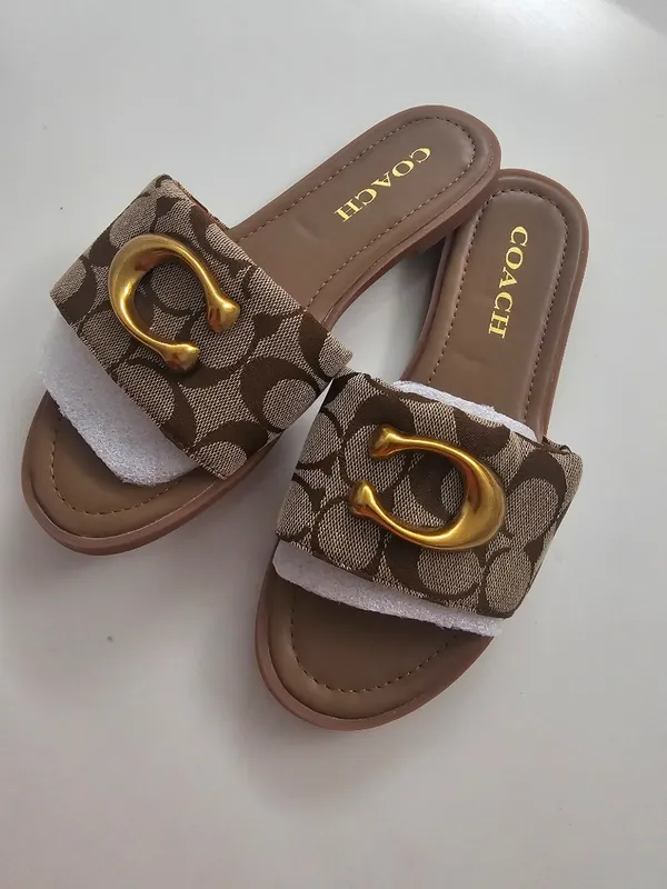 COACH Brown signature slides sandals  - Image 3