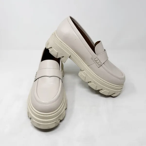 [Alohas] Cream Trailblazer Chunky Heel Penny Loafers Genuine Leather Sz 10 EU 40 - Image 7