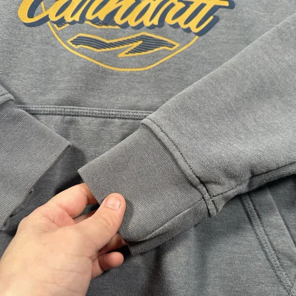 Carhartt Women’s Small Gray Pullover Hoodie Graphic Logo Sweatshirt Cozy Casual - Image 4