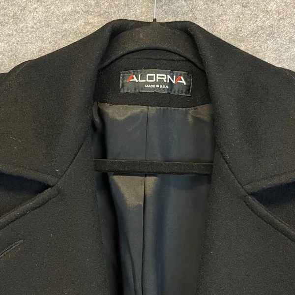 ALORNA Coat Women's Large Black Lapel‎ Collar Double Breasted Wool Blend Winter - Image 3