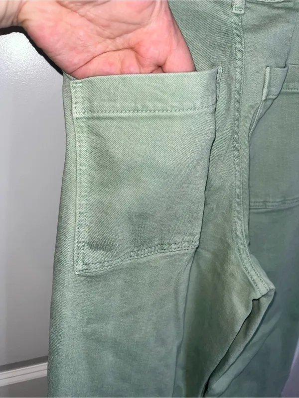 Zara Culotte Patch Pockets Marine Straight Jeans High Rise Sz 2 Sage Earthy Boho - Image 9
