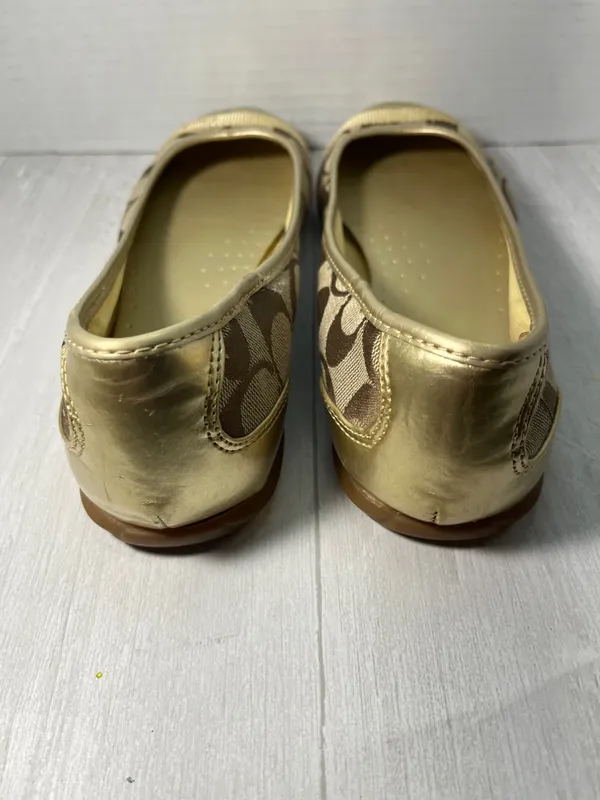 Coach Women's Brown Signature Canvas Ballet Flats with Gold Cap Toe - Image 6