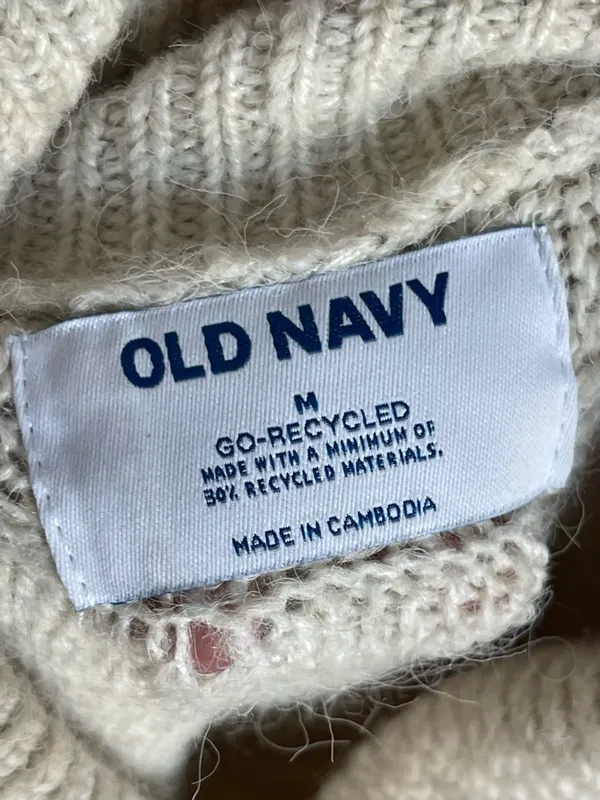 OLD NAVY | Cream Cable-Knit Sleeveless Turtleneck Sweater Vest Sz M - Image 8