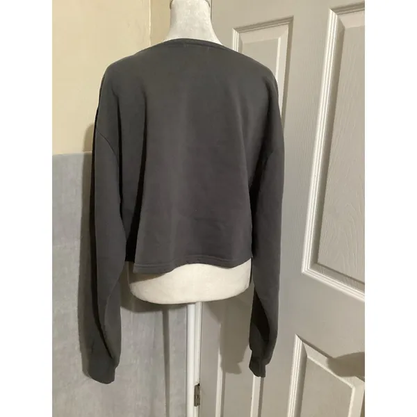 Good American Essentails Gray Half Zip Cropped Womens Sweatshirt 2(M) - Image 5