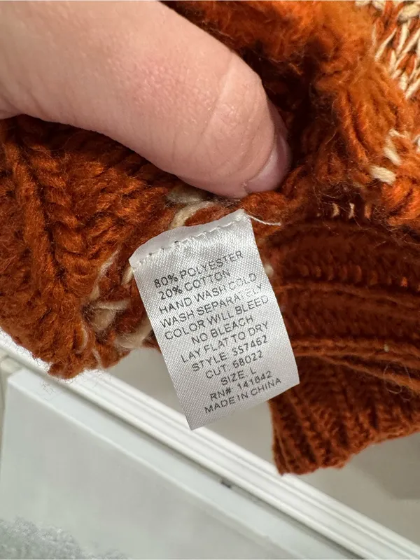 She & Sky Chunky Knit Colorblock Sweater in Beige and Rust - Image 5