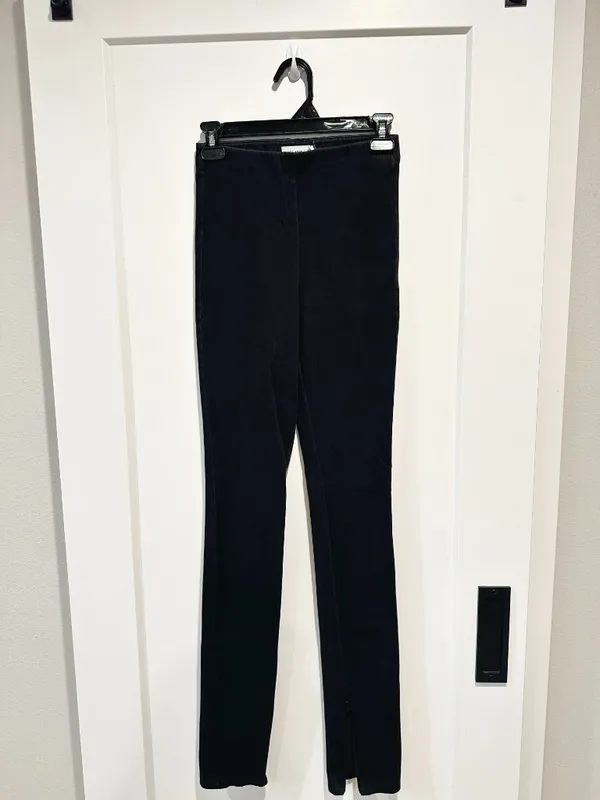 Good American Sculpt Pull-On Skinny Jeans Black XS Zip Split Hem - Image 2