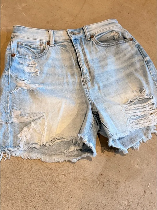American Eagle Outfitters Light Blue Distressed Denim Cutoff Shorts - Image 2