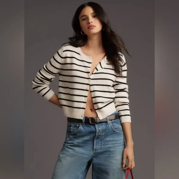 Reformation Black and White Striped Sweater cashmere size‎ xs - Image 8