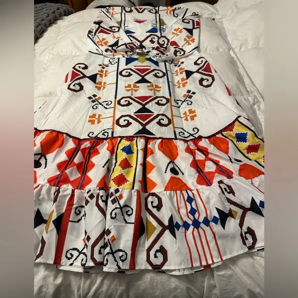 Aztec Patterned White Maxi Dress - Image 5