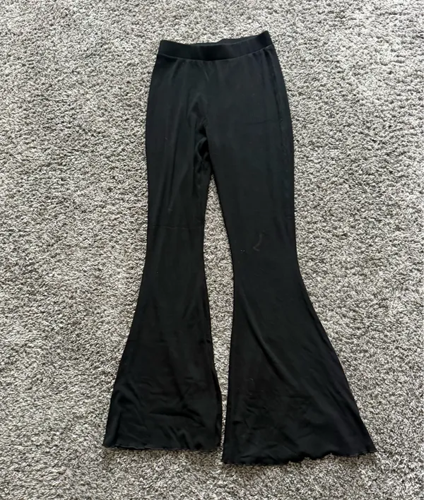 Free People Black Ribbed Flare Pants - Image 2