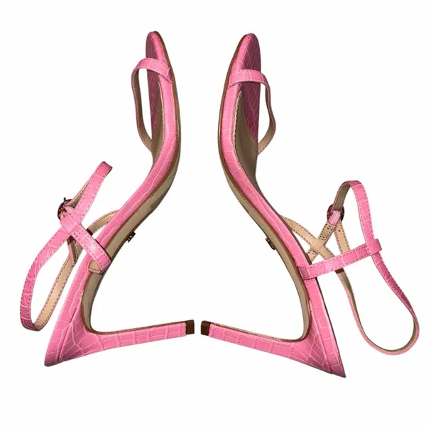 NEW Sam Edelman Pink Doran Croc Print Heels Sandals Shoes size 8 - Image 8