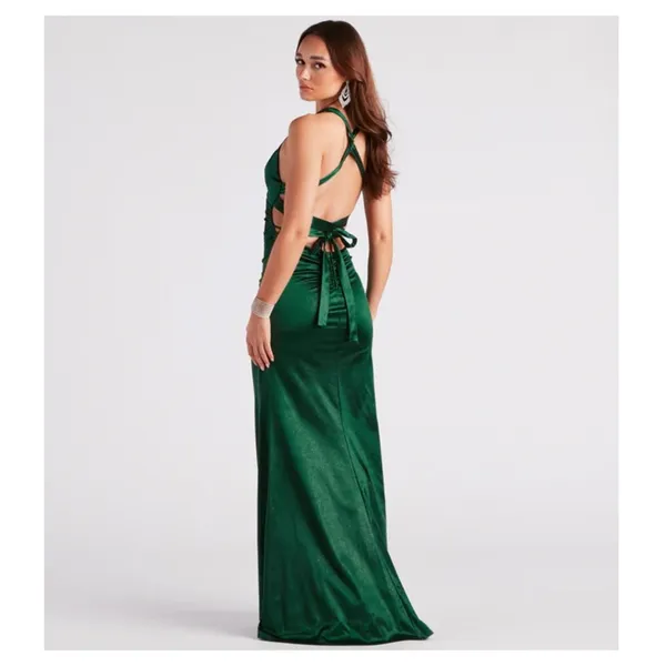 Windsor Bella Formal Glitter Satin Mermaid Dress - Image 2