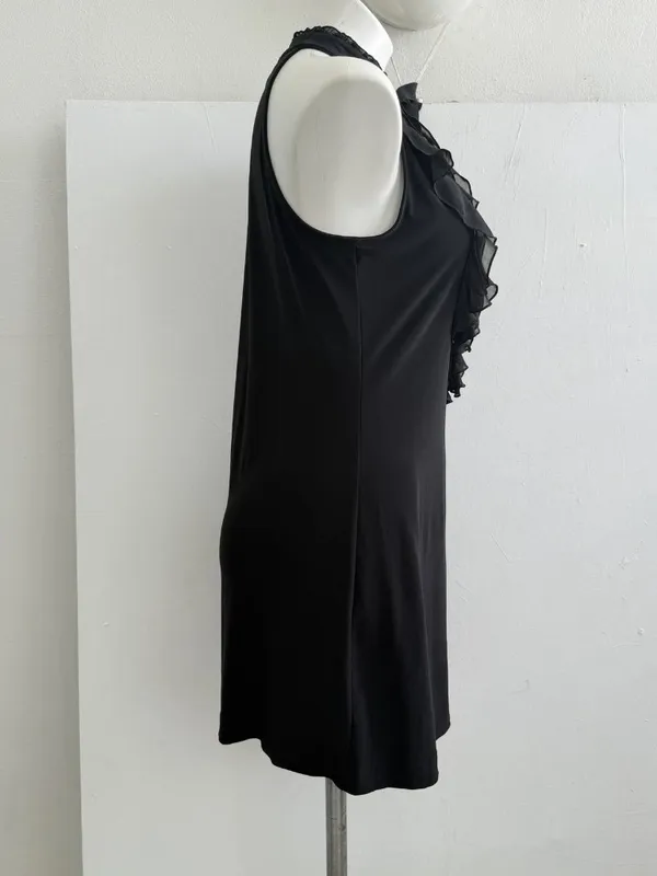 NEW White House Black Market Ruffle Halter Dress Black MEDIUM womens - Image 4