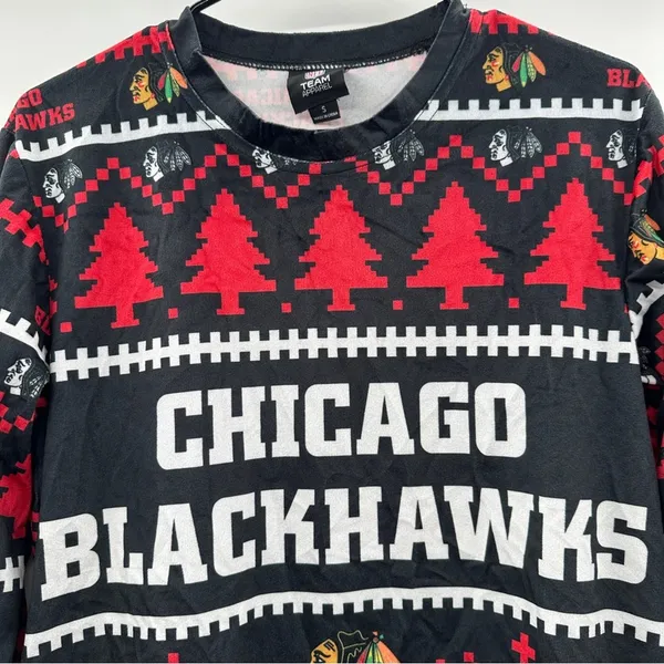 NFL Team Apparel Chicago‎ Blackhawks Long Sleeve Ugly Christmas Sweater Size S - Image 2