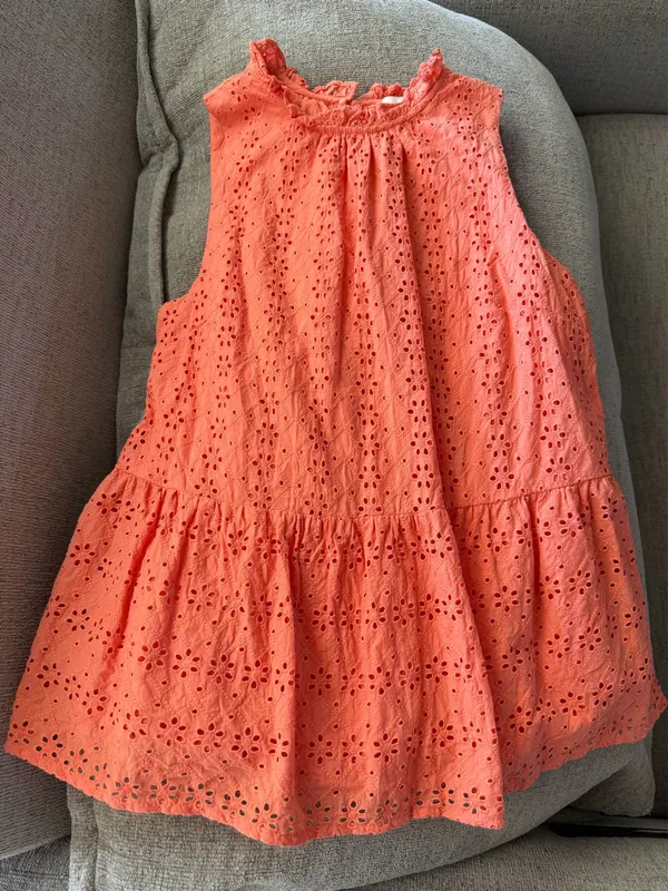 LOFT Eyelet Peplum Orange Top - Image 4