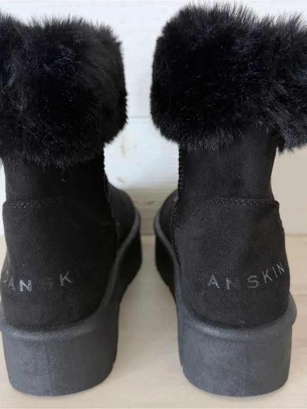 Danskin Donut Faux Fur Platform Ankle Boots Womens Size 7 Black Memory Foam NEW - Image 7