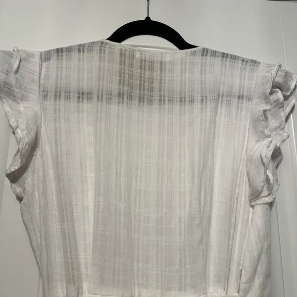 Ruffled White Wrap Dress Size M - Image 6