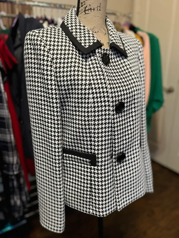 houndstooth blazer tweed jacket sz10 - Image 4