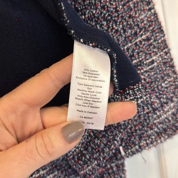 Talbots tweed blue and red open blazer jacket size small - Image 7