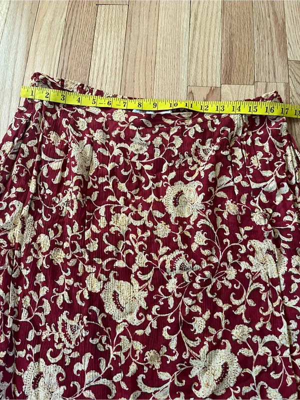 Vintage Red and Gold Floral Midi Skirt 1X Boho Cottagecore Romantic Prairie - Image 4