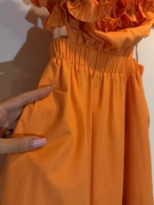 Sovere Ruffled Rapture Maxi Dress One-Shoulder Orange Maxi Dress - Image 13
