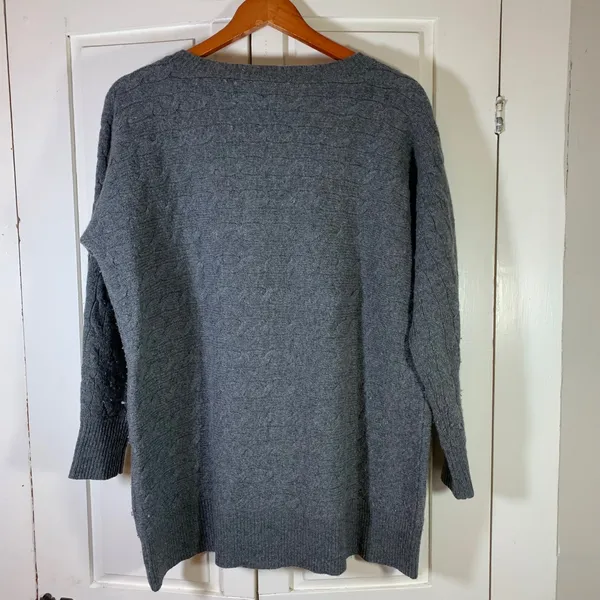 Ralph Lauren Sport Wool Blend Rabbit Gray Cable Knit‎ Crew Neck Sweater Preppy - Image 4