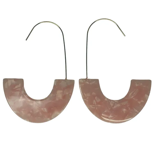 Soft Pink Resin Drop Earrings - Image 4