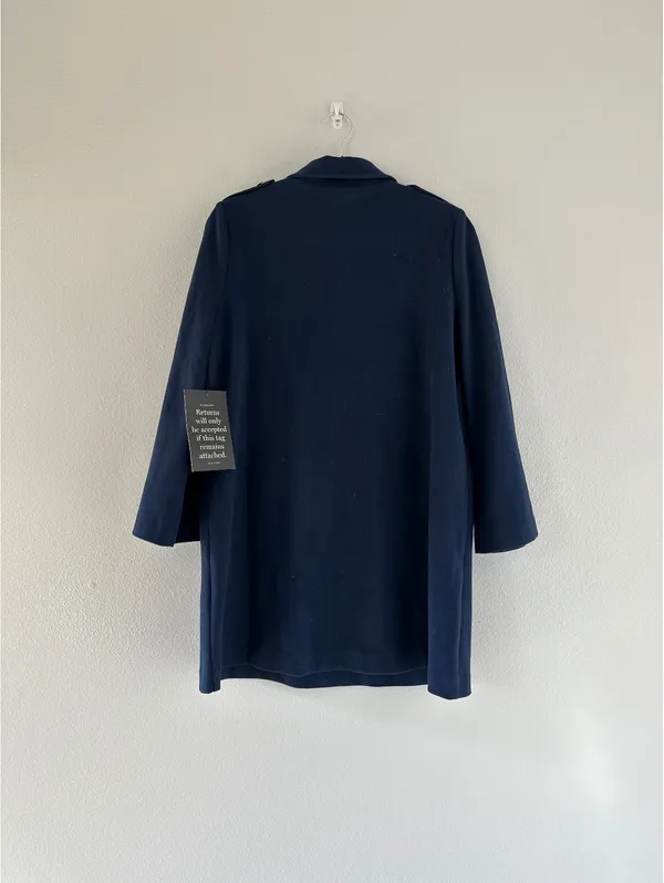 Tuckernuck Malia Dress Navy Blue Gold Button Knit A-Line Size M - Image 6