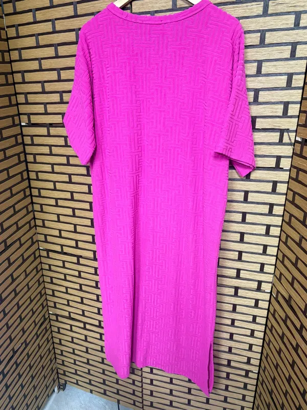Entro Fuschia terry cloth midi dress/swim cover up size medium - Image 2