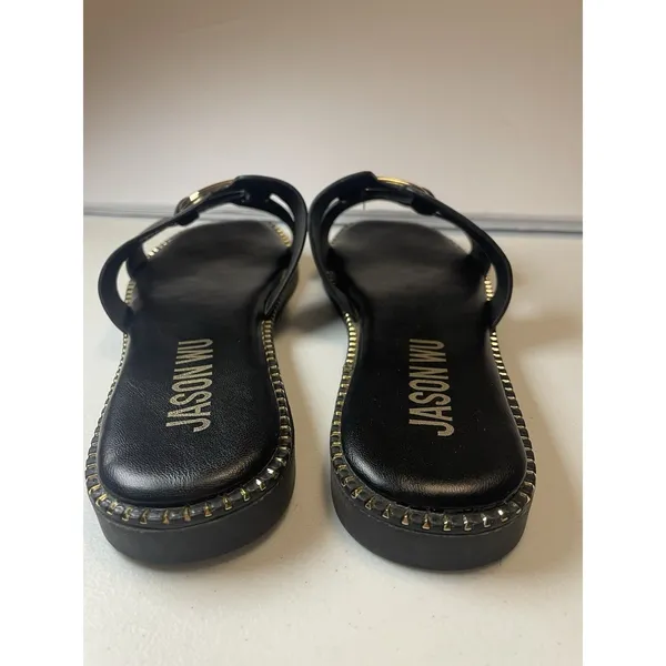 Jason Wu Women's Black Leather Slide Sandals Buckle Slip-On US 7.5 - Image 7
