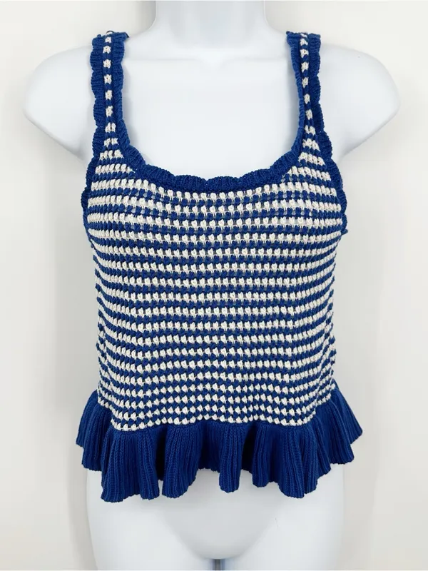 American Eagle Blue Crochet Tank Top Size Small Boho - Image 2