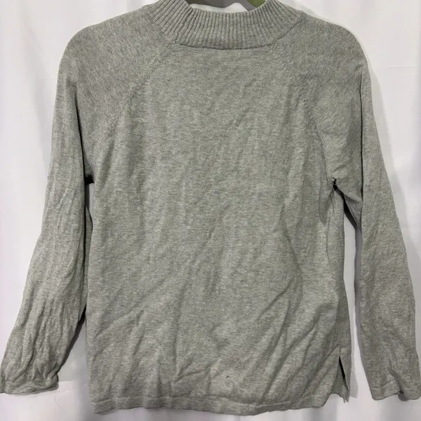 Jeanne Pierre Gray Mock Neck Cotton Sweater Women’s Large‎ Knit Pullover Pockets - Image 5