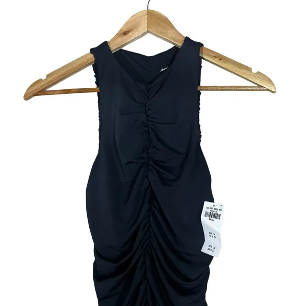 NWT Abercrombie & Fitch Ruched Cutout Bodycon Mini Dress Black Chic Edgy Size S - Image 2