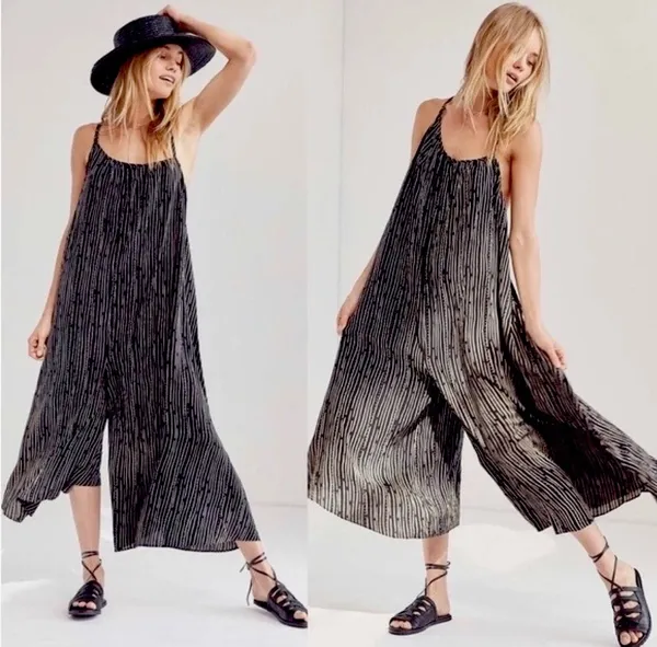 Urban Outfitters Silence Noise Black Striped Wide Leg Jumpsuit - Image 2