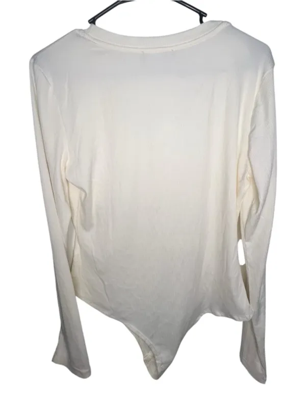 NWT Cider Cream Long Sleeve Ribbed Stretchy Bodysuit With Under Snaps - Image 3