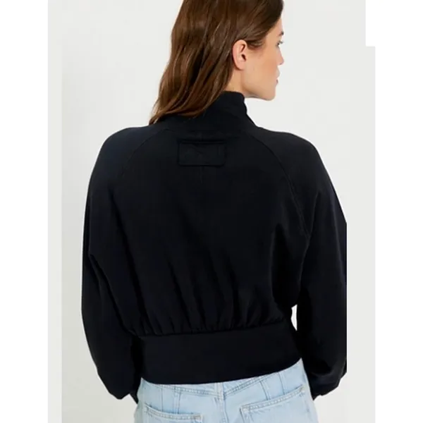 We The Free Free People Black Mock Neck Balloon‎ Sleeve Sweatshirt XL OB1081682 - Image 2