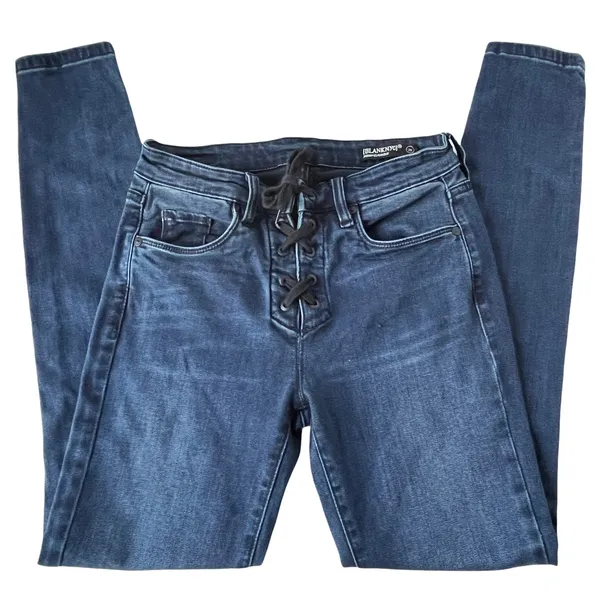 BlankNYC Skinny Lace UP Fly Womens Jeans Size 26 Tie Closure Y2K Grunge - Image 10